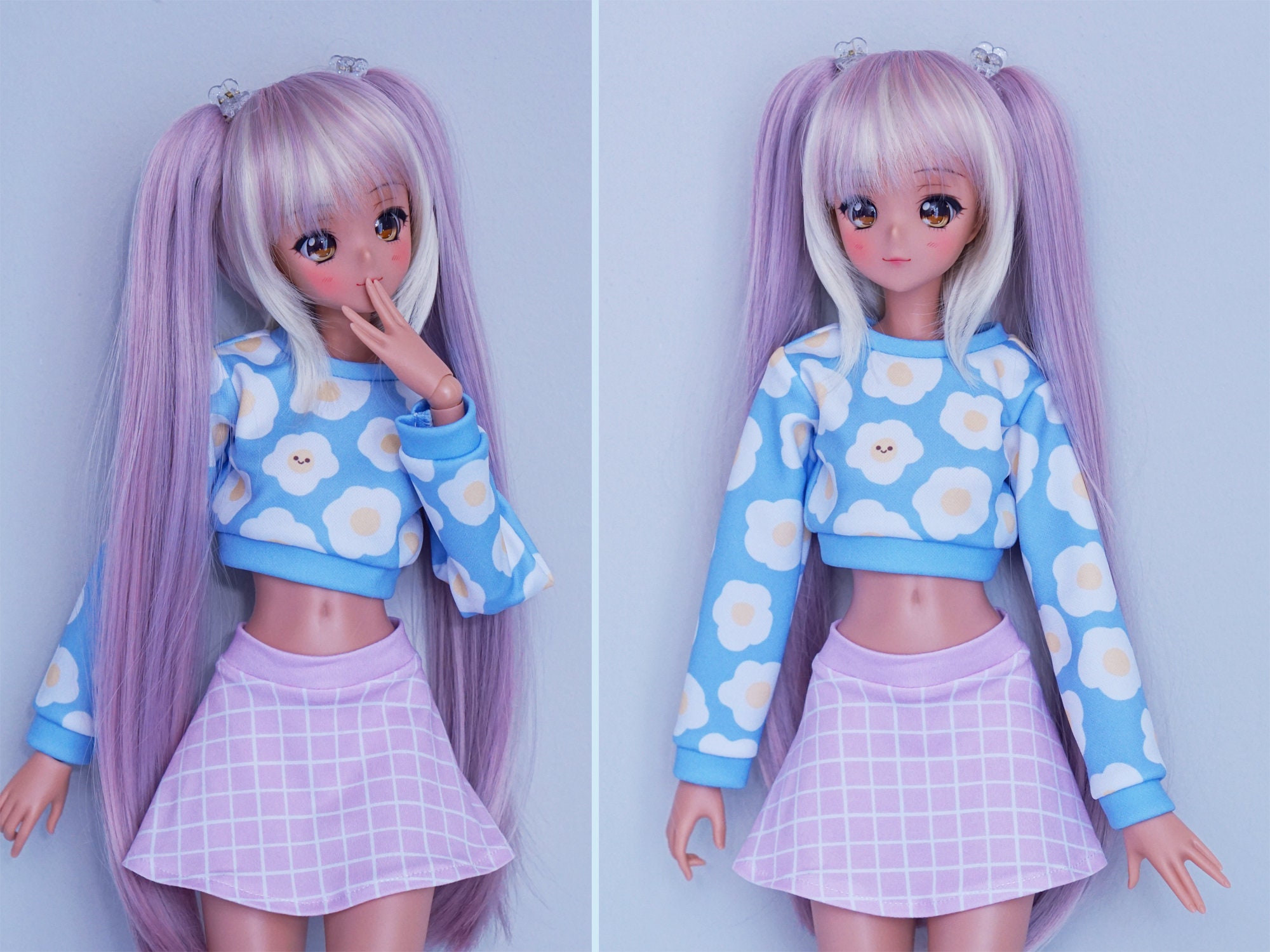 Pastel Clothes for Smart Doll, Cute Sunny Egg Sweater and Skirt Outfit