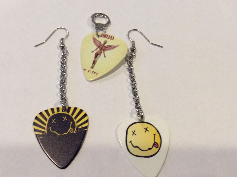 Nirvana Inspired guitar pick earring and pendant set