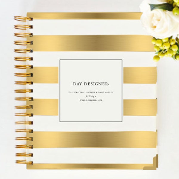 January 2015 DAY DESIGNER - Gold Stripe - Yearly Planner & Daily Agenda, Calendar, Organizer