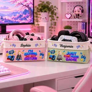 Personalized Video Game Controller Basket, Custom I'm Gaming Do Not Disturb Gift, Gamer Custom Controller Basket, Christmas Gift For Kid
