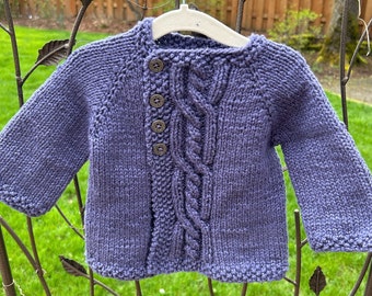 Baby Cotton Cardigan Sweater -12- 18 months- Dusty Blue