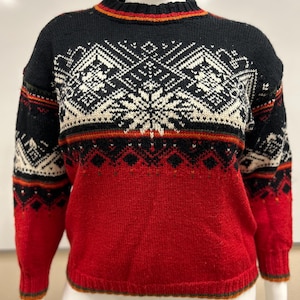 Nordic Wool Fair Isle Hand Knit Ski Sweater - Women&#39;s Large