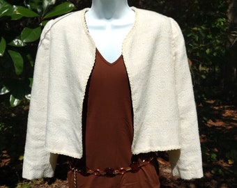 BOLERO CREME IVORY  LANGARM PUFF ÄRMEL VISKOSE 