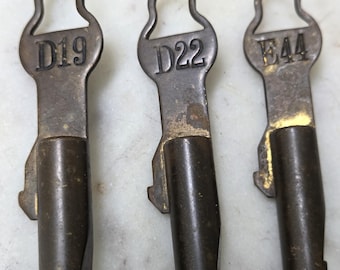 Vintage Watchman's Clock Keys Lot of Three 3