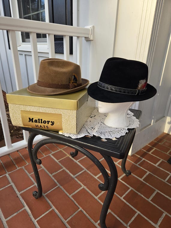 Men's Vintage Mallory Brown / Tan Fedora Torino Quality / Hat Box