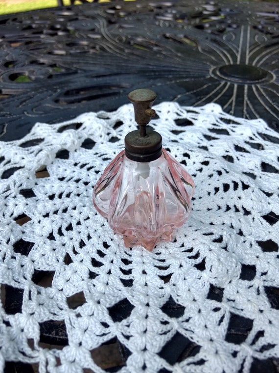Vintage Pink Irice Glass Perfume Bottle