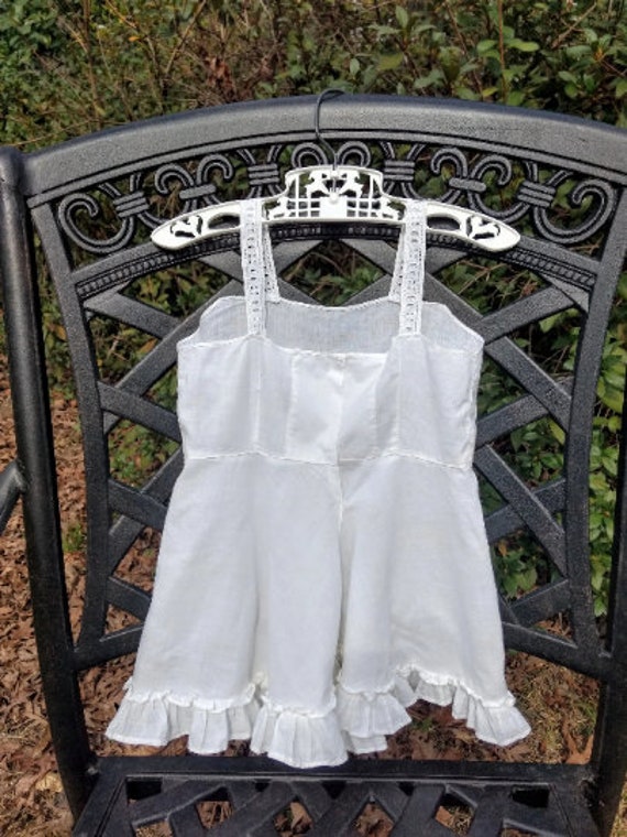 Vintage Handmade White Cotton Baby / Toddler Dres… - image 4