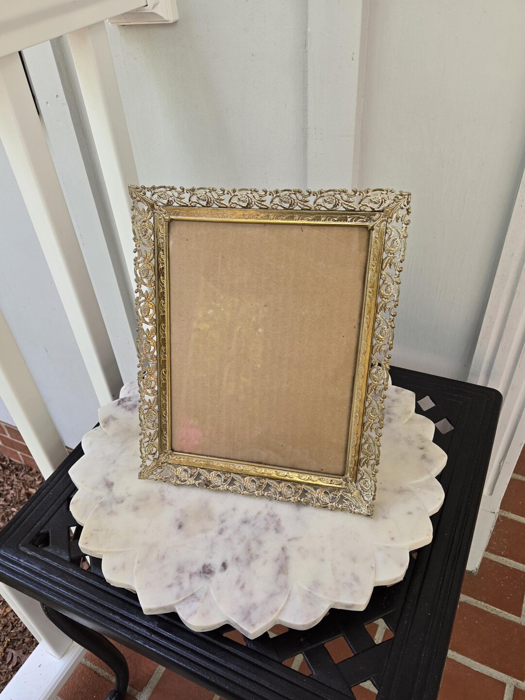 Vintage Gold Metal Filigree Photo Frame With Whitewash Accents 8 X 10 ...