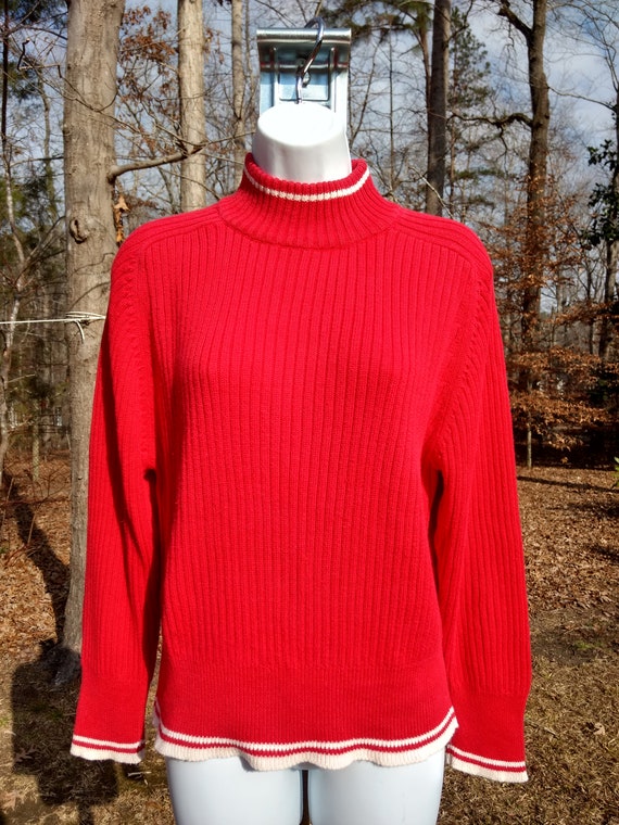 Vintage Montana Blues Ribbed Cherry Red Mock Turt… - image 2