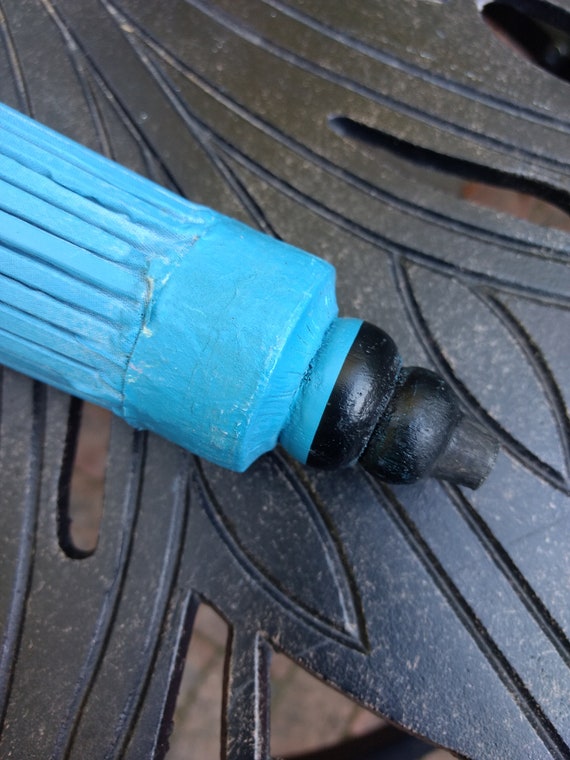 Vintage Japanese Parasol Blue with Painted Flowers Gem