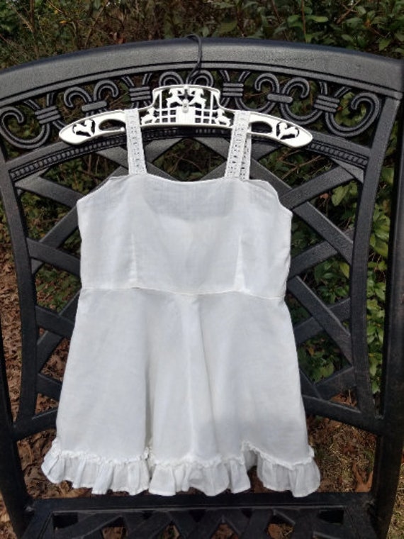 Vintage Handmade White Cotton Baby / Toddler Dres… - image 2