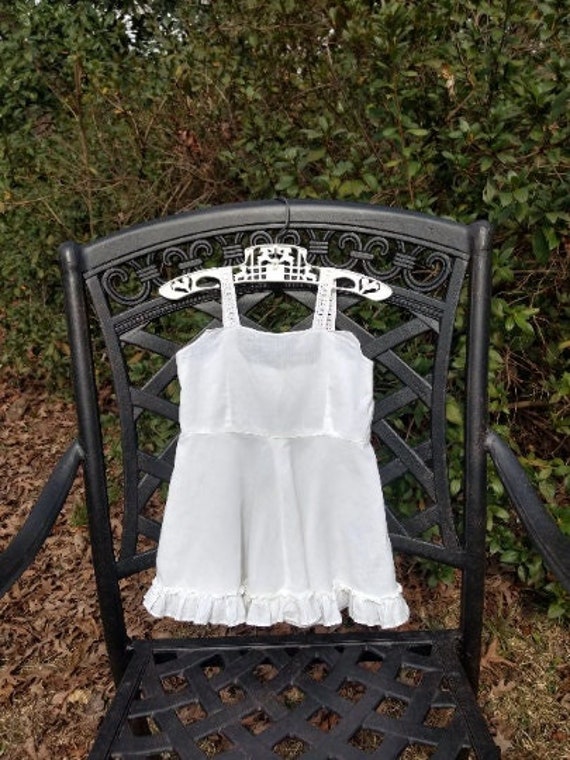 Vintage Handmade White Cotton Baby / Toddler Dres… - image 1