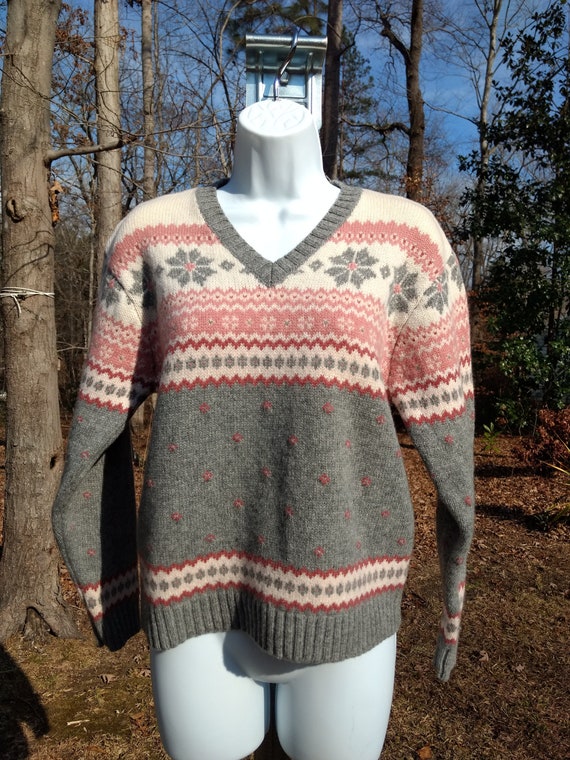 Vintage B. Moss V Neck Wool Sweater circa 1990s