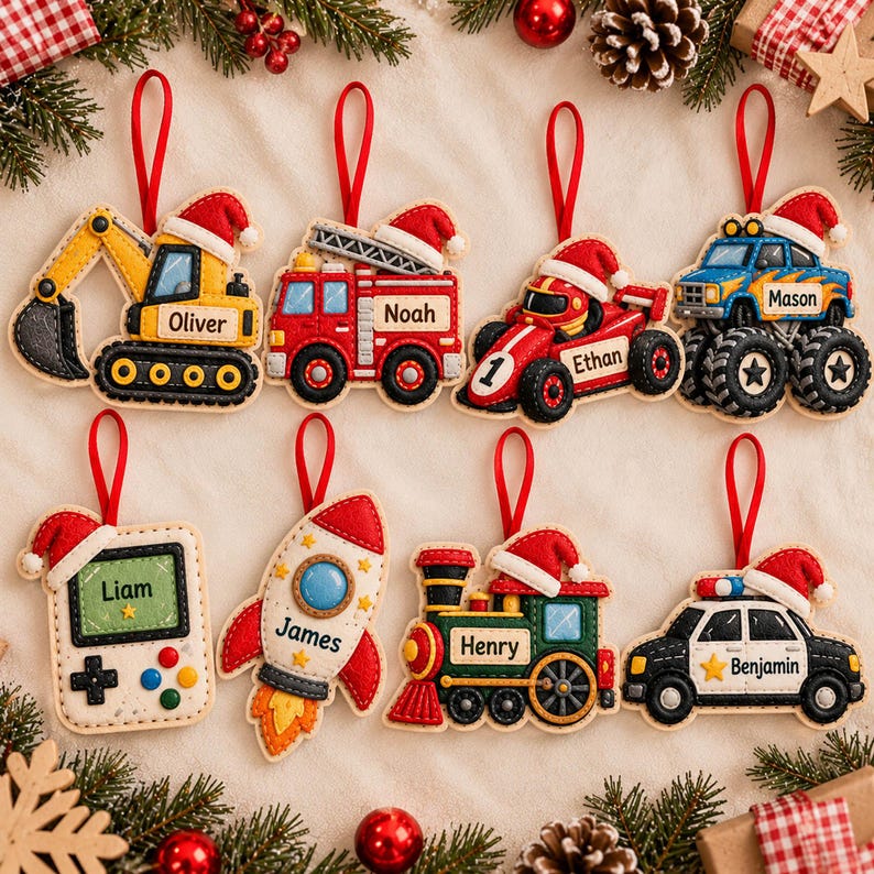 Personalized Boy Felt Ornament, Custom Name Baby Boy Christmas Ornament ...