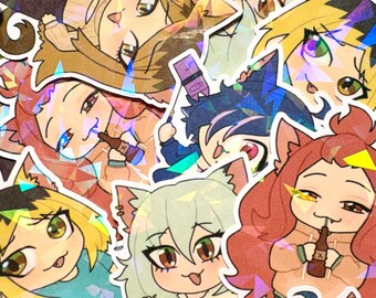 Chainsmoker Cat Stickers | 2.5-3" Holographic Vinyl Stickers