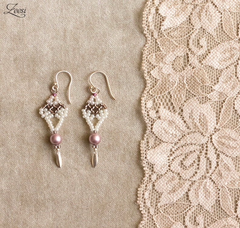 Victorian Necklace Pearl White Lace Necklace Bronze and Etsy