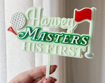 Personalised Golf First Birthday Acrylic Cake Topper | Mastered First Year