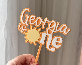 Personalised Sun Cake Topper | You Are My Sunshine First Lap Around the Sun 1st Birthday Decor