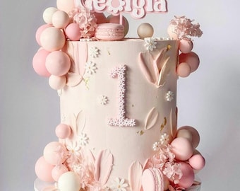 Personalised Daisy Cake Topper, Acrylic Daisy Name Topper & Number Charm