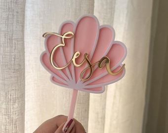 Personalised Shell Acrylic Cake Topper | Mermaid Under the Sea Birthday