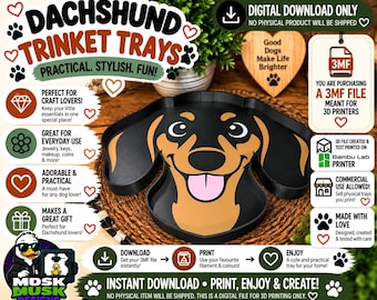 Dachshund/Sausage Dog Trinket Tray - 3MF File, 3D Print File, Décor, Digital Download Only