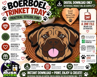 Boerboel Trinket Tray - 3MF File, 3D Print File, Décor, Digital Download Only