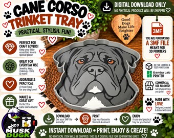 Cane Corso Trinket Tray - 3MF File, 3D Print File, Décor, Digital Download Only