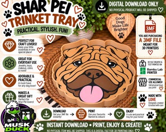 Shar Pei Trinket Tray - 3MF File, 3D Print File, Décor, Digital Download Only