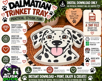 Dalmatian Trinket Tray - 3MF File, 3D Print File, Décor, Digital Download Only