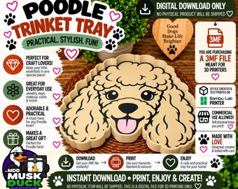 Poodle Trinket Tray - 3MF File, 3D Print File, Décor, Digital Download Only