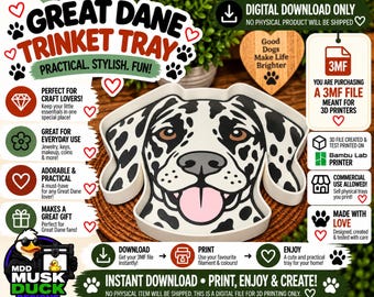 Great Dane Trinket Tray - 3MF File, 3D Print File, Décor, Digital Download Only