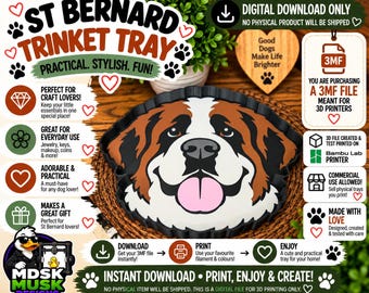 St Bernard Trinket Tray - 3MF File, 3D Print File, Décor, Digital Download Only