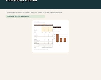 Ensemble de modèles Google Sheets pour la tarification et la gestion des stocks d'articles faits main (téléchargement numérique)