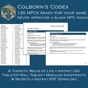 Colborn's Codex: 120 Fantasy NPCs for D&D (PDF Download)