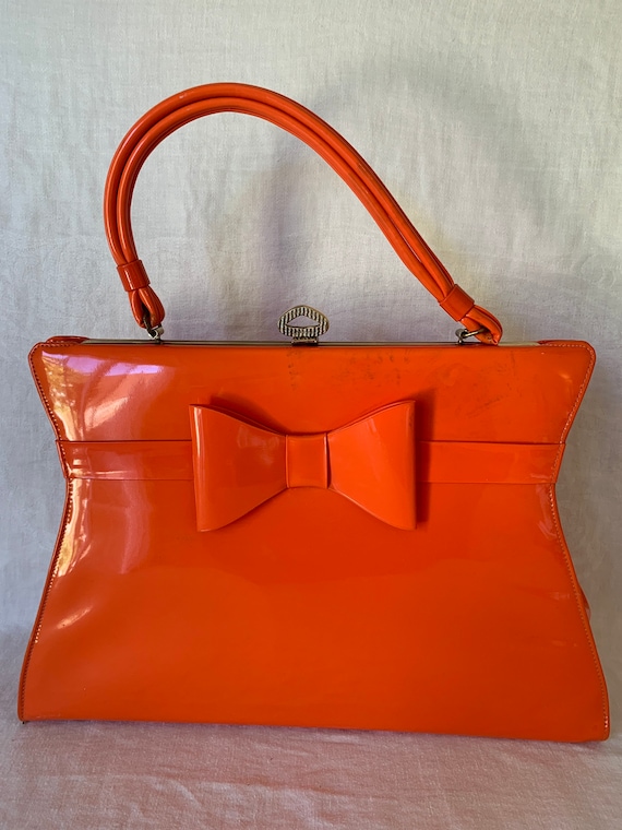 1960’s Mod Orange Patented Leather Handbag