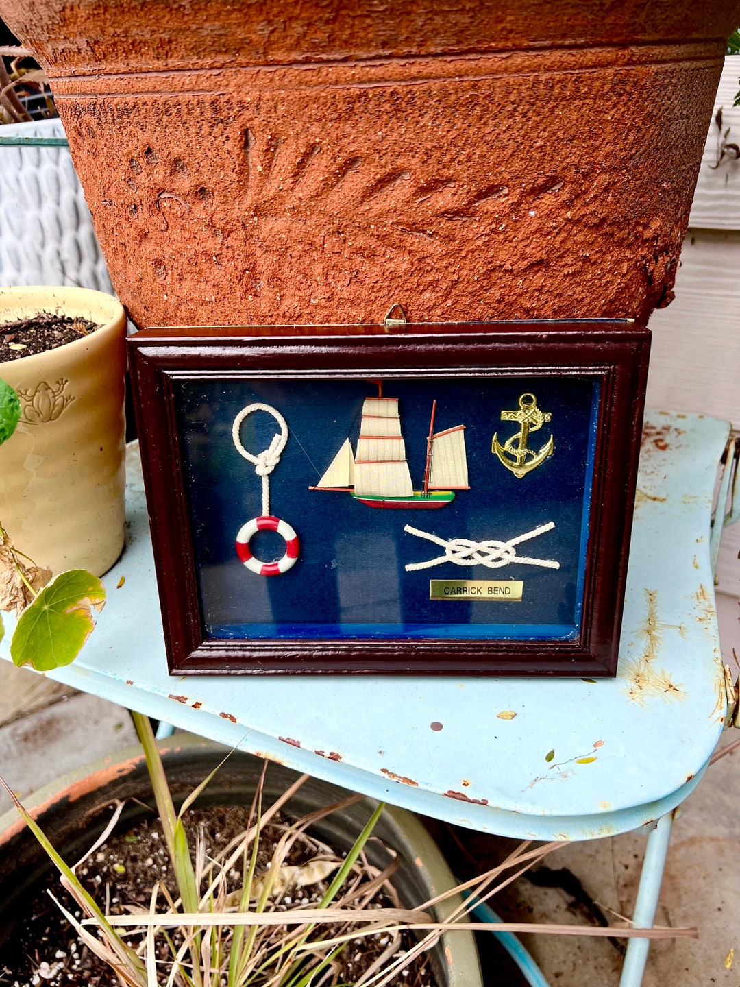 Framed Vintage Nautical Shadow Box With Knots/ship/carrick Bend/sail ...