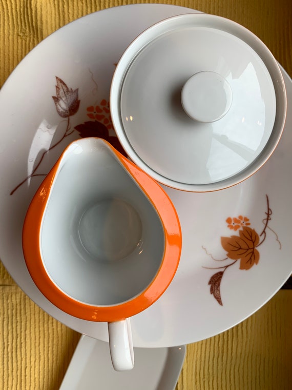 Set of Mid Century Modern Harmony House China/orange and White/32