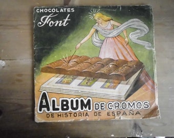 Old album of cards of the History of Spain, gift of chocolates Font