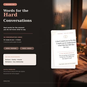 Difficult Words for The Hard Conversation Cards: 56 Printable Scripts for Relationships and Work