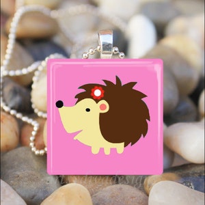 SWEET HEDGEHOG Baby Animal Girl Hedgehog Stekelvarken glazen tegel hanger ketting sleutelhanger