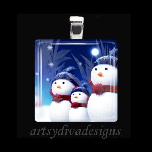 MUÑECO DE NIEVE FAMILIA Invierno Nieve Madre Padre Hijo Navidad Cristal Colgante Collar Llavero