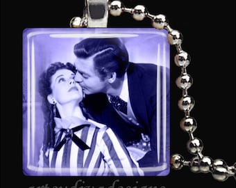 GONE WITH the WIND Scarlett O'Hara Rhett Butler Romance Book Glass Tile Pendant Necklace Keyring design 6