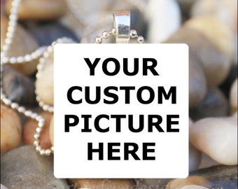 YOUR CUSTOM PHOTO Custom Picture Jewelry Glass Tile Pendant Charm Necklace Keyring