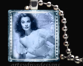 GONE WITH the WIND Scarlett O'Hara Rhett Butler Romance Book Glass Tile Pendant Necklace Keyring design 3