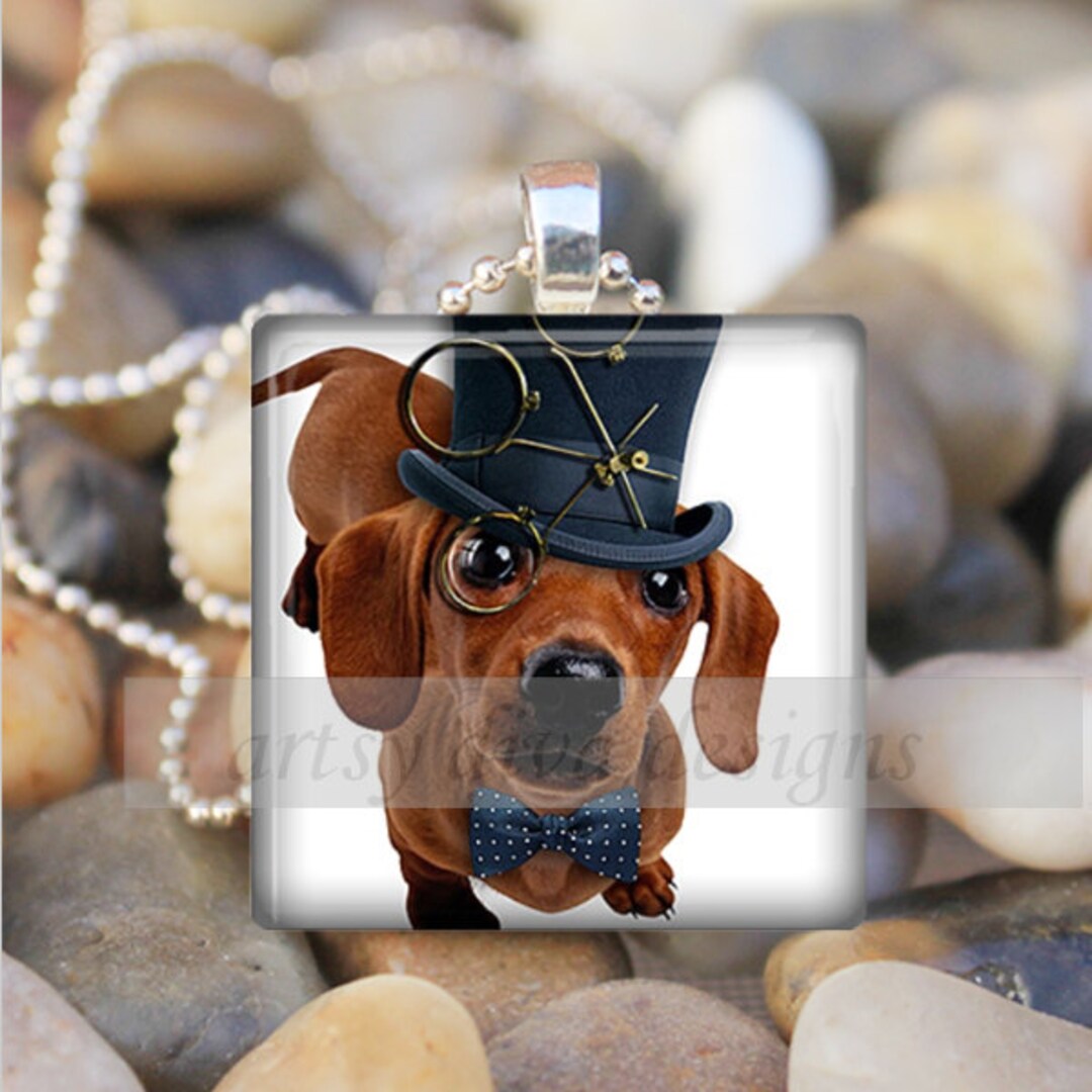 TOP HAT DOG Classy Canine Dachshund Dog Daschund Glass Tile Etsy
