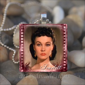 GONE WITH the WIND Scarlett O&#39;Hara Rhett Butler Romance Book Glass Tile Pendant Necklace Keyring design 4