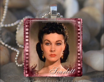 GONE WITH the WIND Scarlett O'Hara Rhett Butler Romance Book Glass Tile Pendant Necklace Keyring design 4