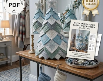 Molde para árvore de Natal em tecido acolchoado em camadas, decoração de inverno (download em PDF)