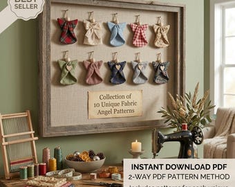 10-in-1 Fabric Angel Ornament Pattern PDF, Easy Folded No-Sew Tutorial (Digital Download)