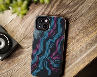 Cyberpunk-Neon-Schaltkreis-Handyhülle, futuristische Gamer-Hülle (iPhone & Samsung)